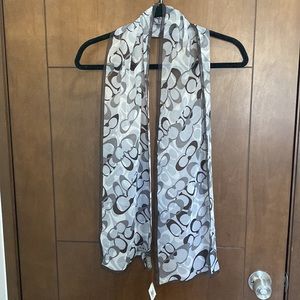 NWT signature monogram Coach silk scarf - grey